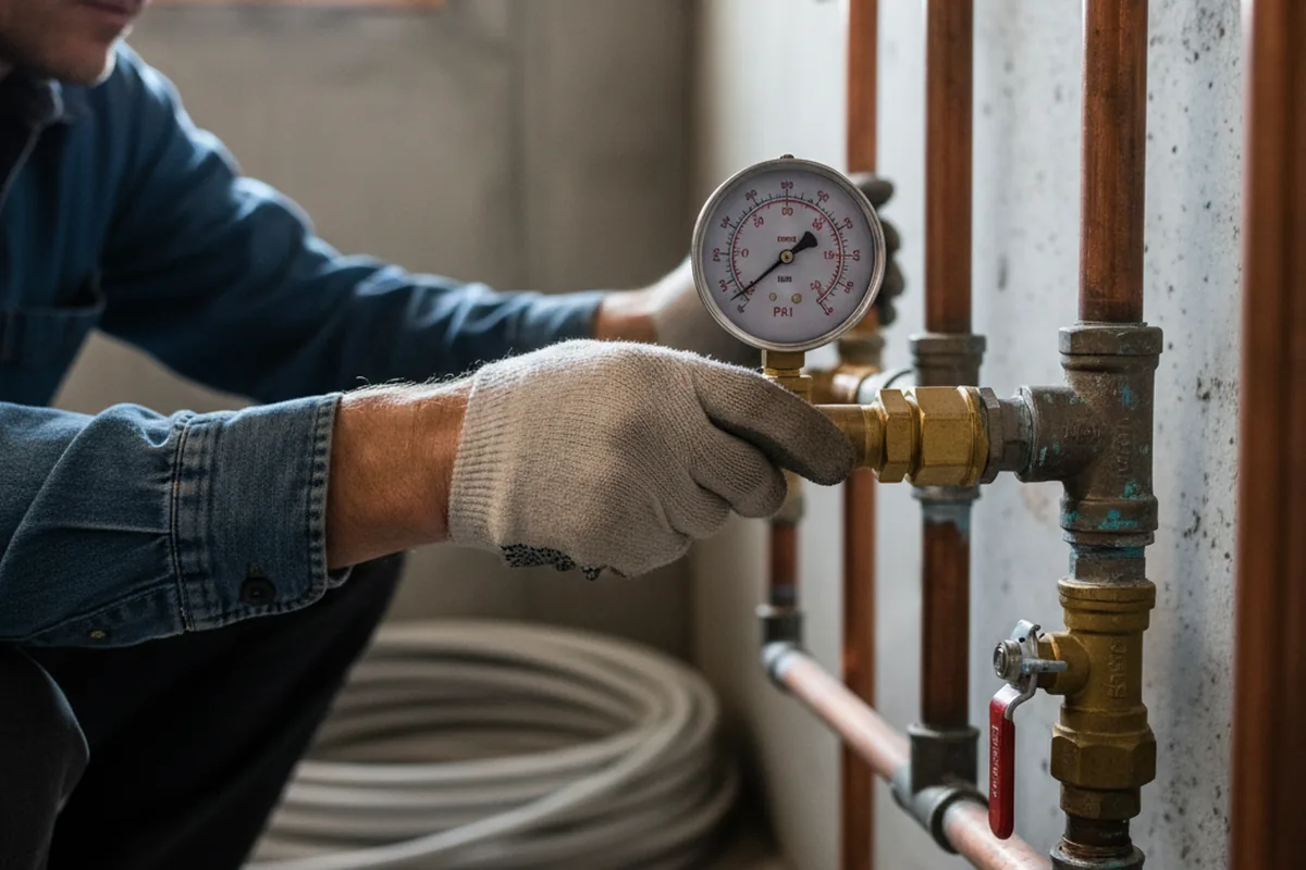 Pressure testing a repaired line during Water Line Repair in Saint Michaels